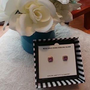 NWT - Amethyst & Diamond Earring Studs